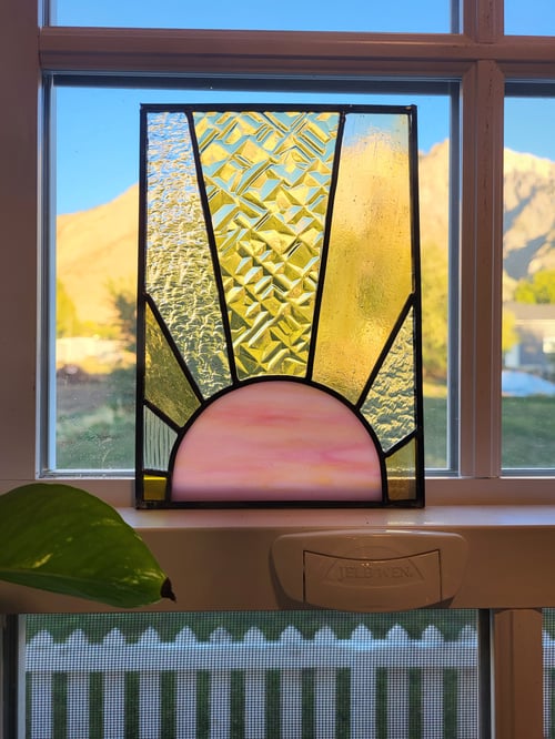 Image of Sunrise mini panel- stained glass