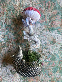 Image 2 of Fabric mushroom in hedgehog vessel 