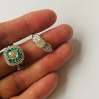Image 5 of EARLY 20th c EMERALD & DIAMOND RING