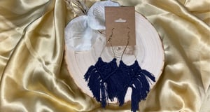 Image of Teardrop Macramé Earrings: Navy Blue
