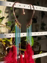 Image 5 of Water and fire feather cuff earrings 