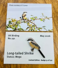 Image 1 of Long-tailed Shrike - No.191 - UK Birding Pins