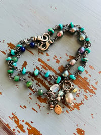Image 3 of turquoise and pearl charm bracelet