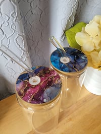 Image 1 of Set of 2 Glass 17oz Drinkware Epoxy Art 'The Virgo'
