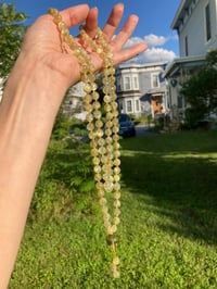 Image 8 of Golden Lepidolite 108 Bead Hand Knotted Gemstone Mala Necklace with Citrine Guru Bead