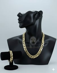 Image 1 of Miami Cuban Link Chain/Bracelet Set, Handmade Real 14k Gold Plated 22mm (Five Times Plated)