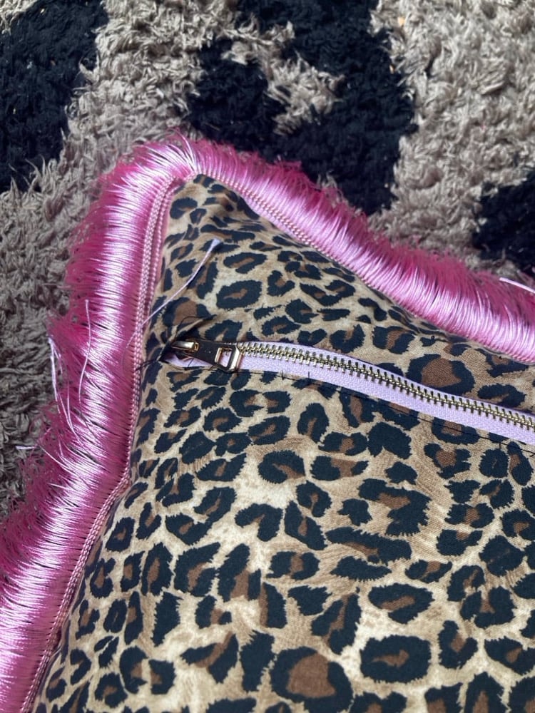 pink Pinup Girl with leopard print Cushion cover Image 11