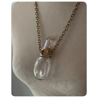 Image 3 of Antique Bottle Necklace - Solid Brass Clear Quartz and Faceted Amethyst