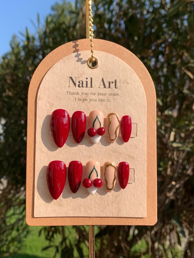 Image of Wine & Cherry Nails 