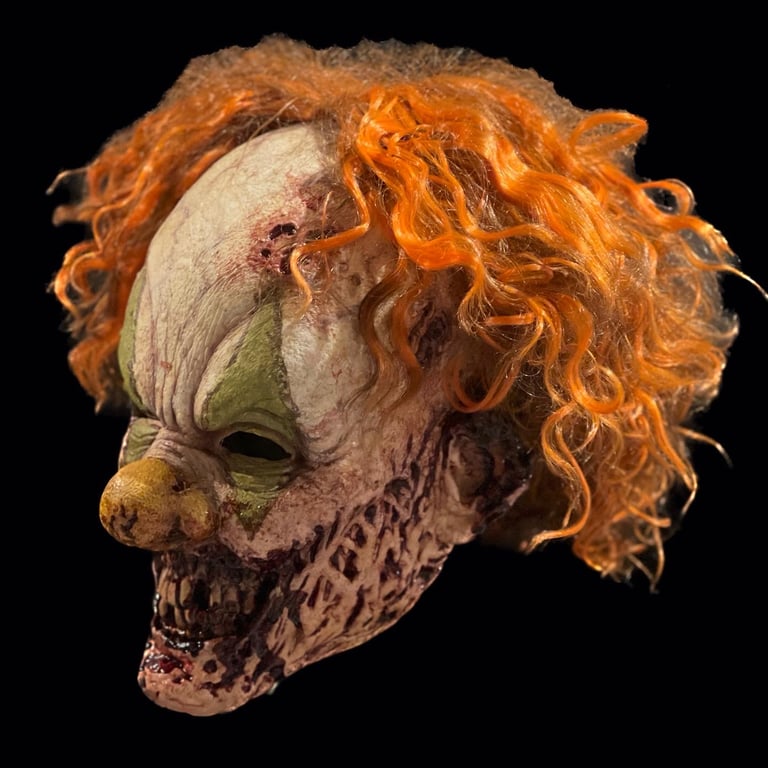 Laughing Leo - wearable latex half mask with orange hair Image 3