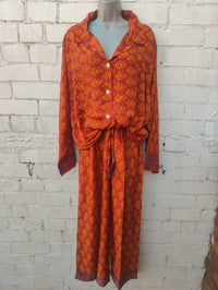 Image 1 of  M/l Sari PJ lounge set with Bag tassel red orange