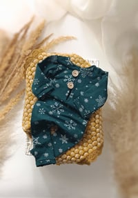 Image 1 of Christmas newborn romper for photo shoots | emerald | snowflakes