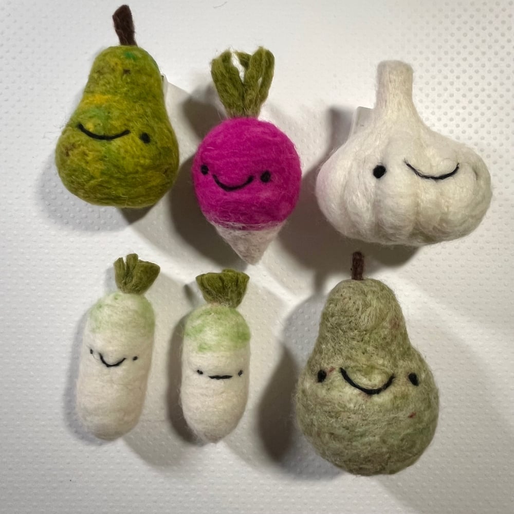 Image of felted food ornaments