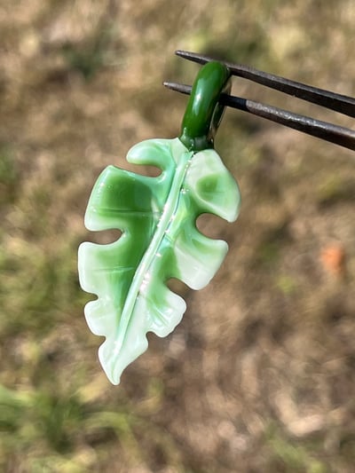 Image of Small Varigated Monstera Leaf Pendant1