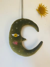 Image 2 of  Olive Green Velvet Crescent Moon