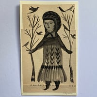 Daughter of the woods - folk figure - gouache painting 