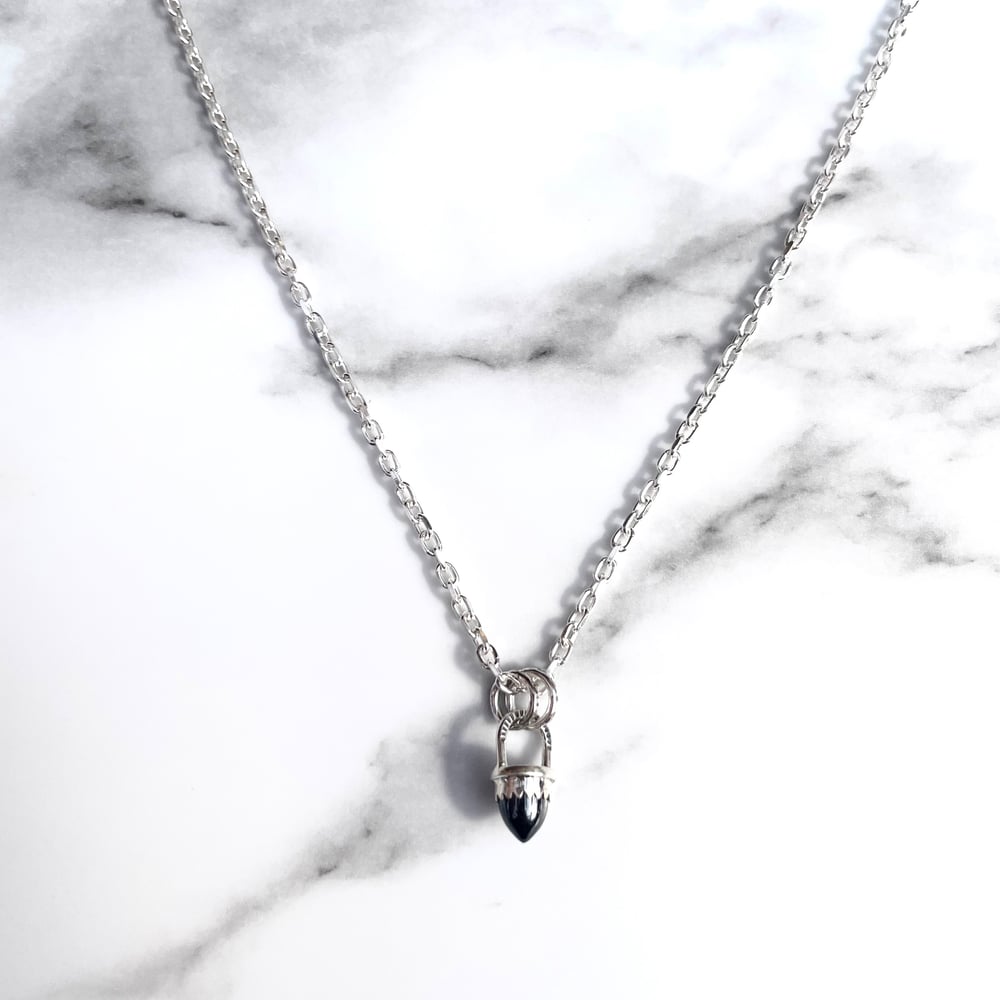 Handmade Sterling Silver Haematite Bullet Point Pendant