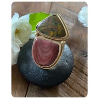 Image 1 of SALE - Double Stack Mookait and Sediment Jasper Solid Brass Ring