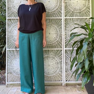 Image of Linea pants - Linen - Emerald Green