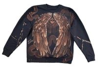 Image 1 of “MOVING THROUGH DIMENTIONS” CUSTOM BLEACH PAINTED PULLOVER SWEATSHIRT LARGE