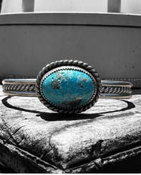 Image 1 of Ride the Sky Sterling Silver 3 Wire Persian Turquoise w/Pyrite Stacker Cuff  6.5-7”