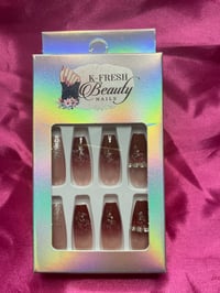 Nails - Long (Rose Glitter Bling)