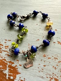 Image 7 of lapis and peridot charm bracelet