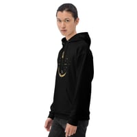 Image 3 of Black and Gold Moons Sacred Geometry Astrological Unisex Hoodie