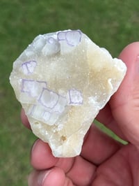 Image 1 of QR Code Fluorite On Druzy Quartz Matrix Specimen| Guizhou China #3058
