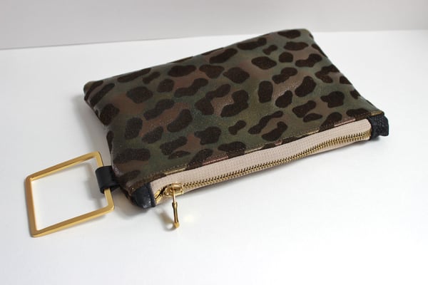 Image of Olive Flocked Pouch