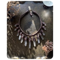 Image 2 of The Empress Necklace - Clear Quartz and Dusty Rose Leather 