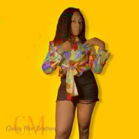 Image 3 of Tie Dye Print Knotted Detail Puff Sleeve Top