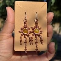Image 2 of Golden Tigers Eye Sun Earrings with Dangles ☀️💛