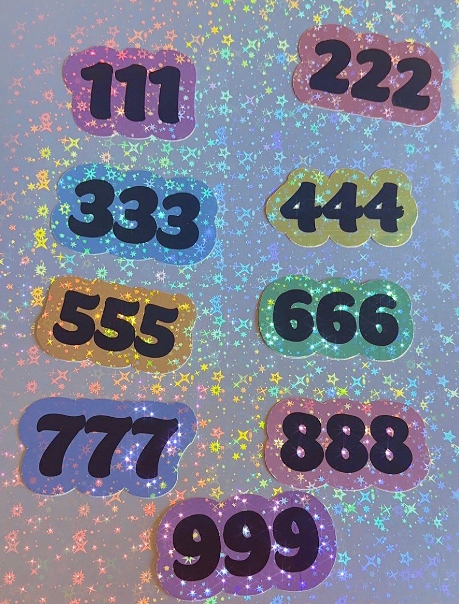 Angel number holographic stickers 