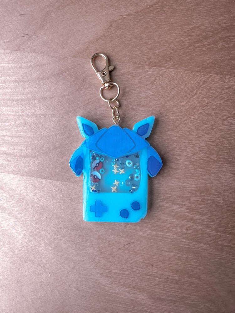 Image of Blue Water Poke Custom Resin Shaker Keychain