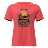 Image 1 of Women's Relaxed T-Shirt, Wildflowers, Wild Horses Western Graphic T-Shirt – Horse & Floral Tee