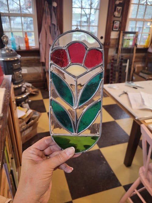 Image of Cottage Flower mini panel- stained glass