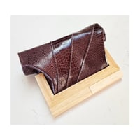Image 2 of Burgundy Croc Leather & Timber Clutch