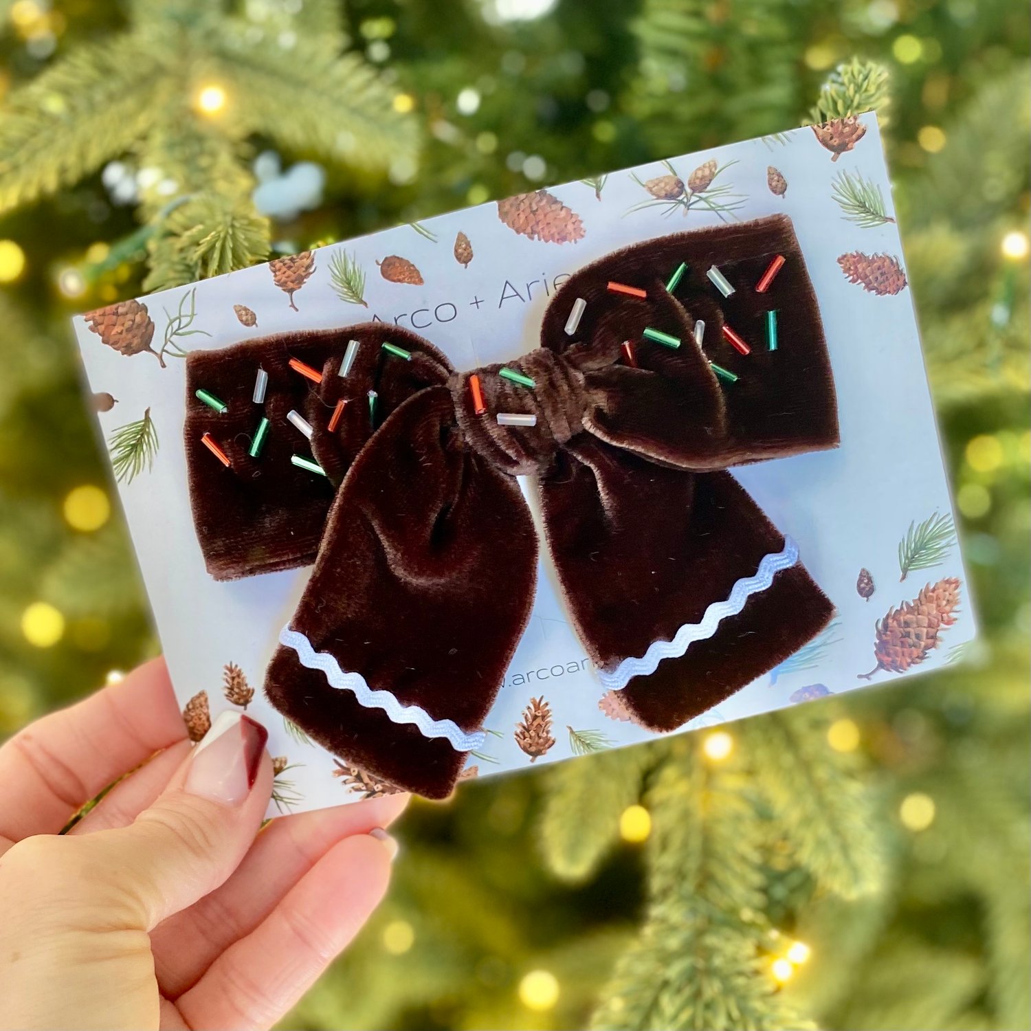 Image of Gingerbread cookie embellished silk velvet