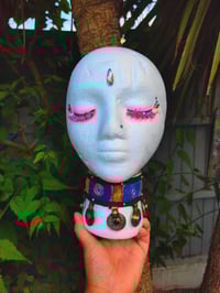 Image 5 of Fez tribal coin choker - purple blue