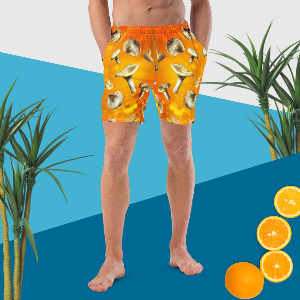 Image of Holy Shiitake there Really Chantrelles - All Over Print Eco Friendly Swim Trunks