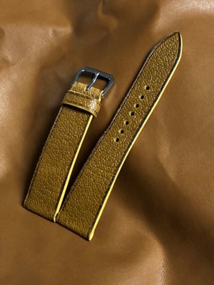 Image of Grained Calfskin "vintage Yellow Edge" Watch Strap