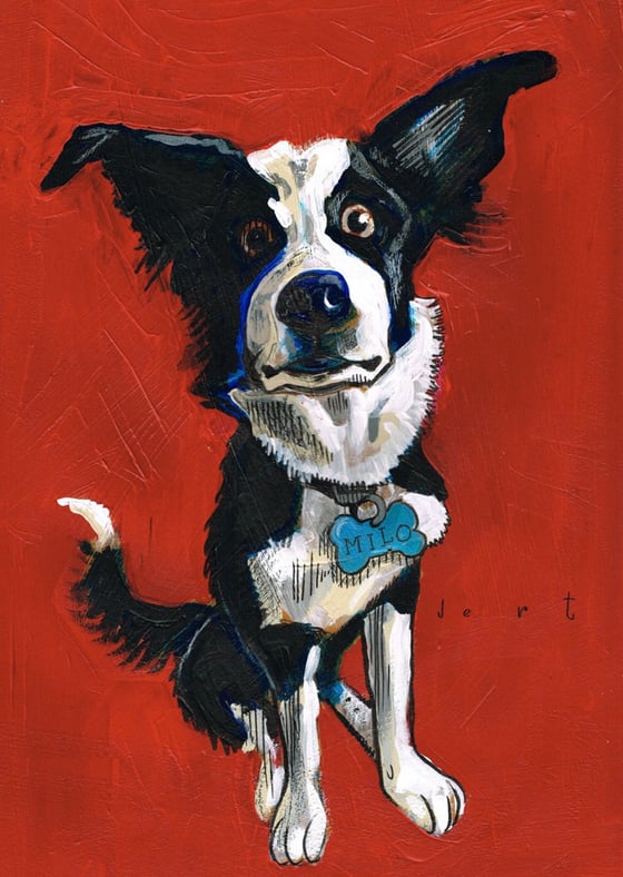 Image of 12x16 CUSTOM PET PAINTING ON PAPER -from photos