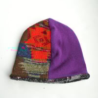 Image 2 of Reworked Reversible Beanie Pendleton x Purple Cashmere