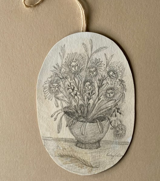 Image of A bowl of Wildflowers (oval drawing)