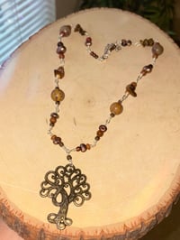 Image 2 of Wishing Tree large whimsical Fairycore beaded silver plated necklace 