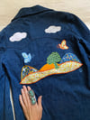 early 70s denim appliqué trouser suit