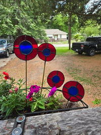 Image 2 of Stained glass donut longer plant stake 02