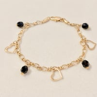 Image 3 of Black Heart Charm Bracelet 