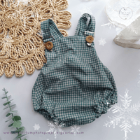 Christian romper size 9-12 months - green plaid